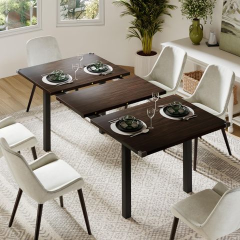 Extendable Dining Tables For Small Spaces 63" Extendable Dining Table, with Extendable Dining Table For Limited Space Living